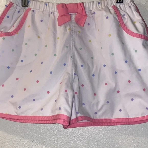 The Beaufort Bonnet Company girls size 12 Polka Dot Shorts with Pink Trim - Picture 2 of 5